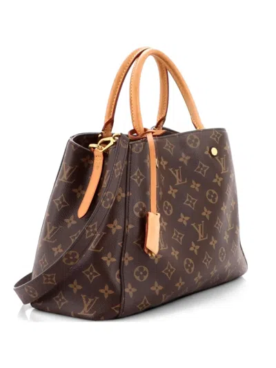 Pre-owned Louis Vuitton Montaigne Handbag Monogram Canvas Mm Tote Bag In Brown
