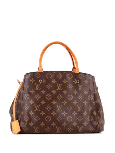 Pre-owned Louis Vuitton Montaigne Handbag Monogram Canvas Mm Tote Bag In Brown