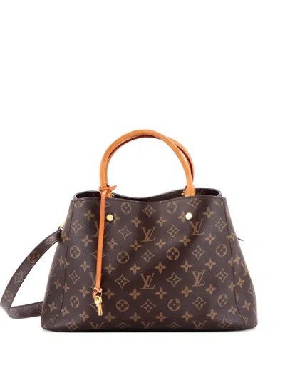 Pre-owned Louis Vuitton Montaigne Handbag Monogram Canvas Mm Tote Bag In Brown