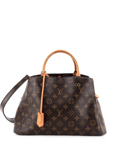 Pre-owned Louis Vuitton Montaigne Handbag Monogram Canvas Mm Tote Bag In Brown