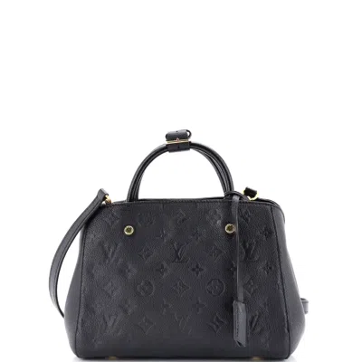 Pre-owned Louis Vuitton Montaigne Handbag Monogram Empreinte Leather Bb In Black