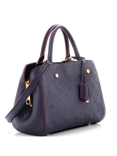 Pre-owned Louis Vuitton Montaigne Handbag Monogram Empreinte Leather Bb Satchel In Blue