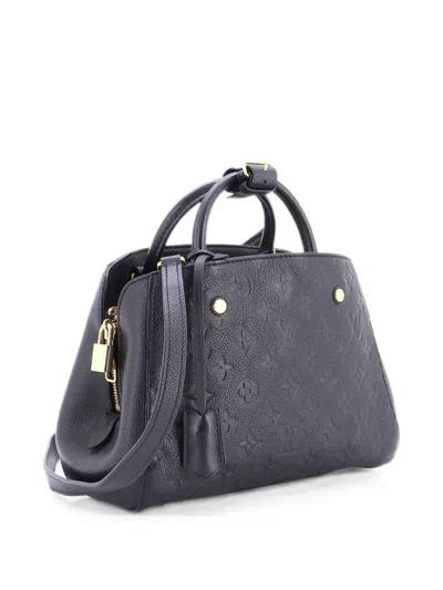 Pre-owned Louis Vuitton Montaigne Handbag Monogram Empreinte Leather Bb Satchel In Blue