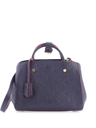 Pre-owned Louis Vuitton Montaigne Handbag Monogram Empreinte Leather Bb Satchel In Blue