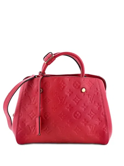 Pre-owned Louis Vuitton Montaigne Handbag Monogram Empreinte Leather Bb Satchel In Red