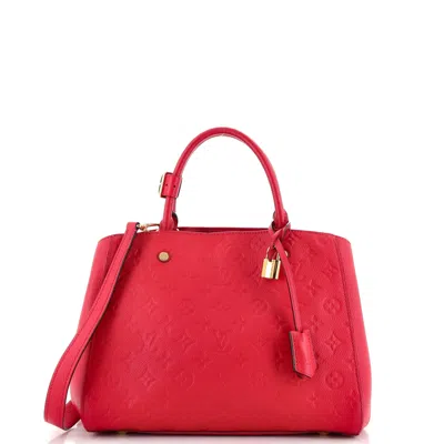 Pre-owned Louis Vuitton Montaigne Handbag Monogram Empreinte Leather Mm In Pink