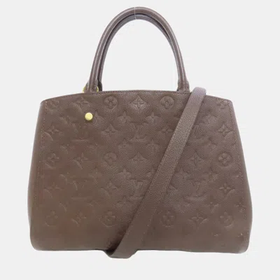 Pre-owned Louis Vuitton Montaigne Mm Handbag Empreinte In Brown