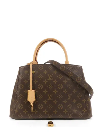 Pre-owned Louis Vuitton Montaigne Mm Monogram Tote Bag In Brown