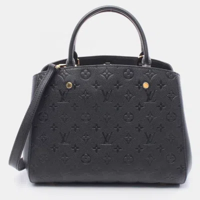 Pre-owned Louis Vuitton Montaigne Mm Noir Monogram Empreinte Shoulder Handbag In Black