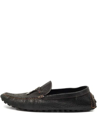 Pre-owned Louis Vuitton Monte Carlo Leather Loafers In Black