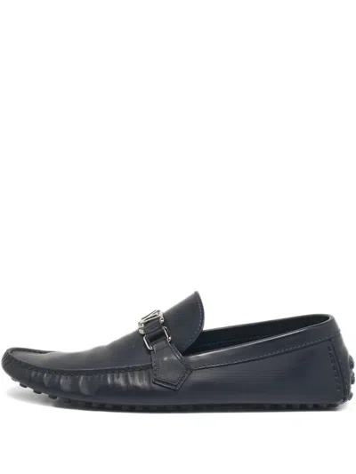 Pre-owned Louis Vuitton Monte Carlo Leather Loafers In Blue