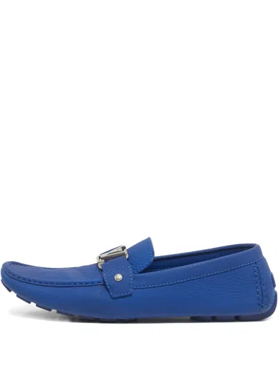 Pre-owned Louis Vuitton Monte Carlo Leather Loafers In Blue