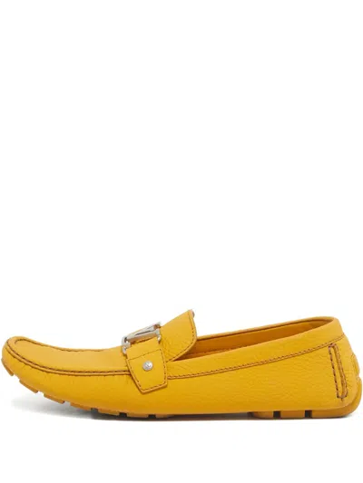 Pre-owned Louis Vuitton Monte Carlo Leather Loafers In Yellow