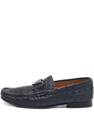 Pre-owned Louis Vuitton Monte Carlo Loafers In Blue