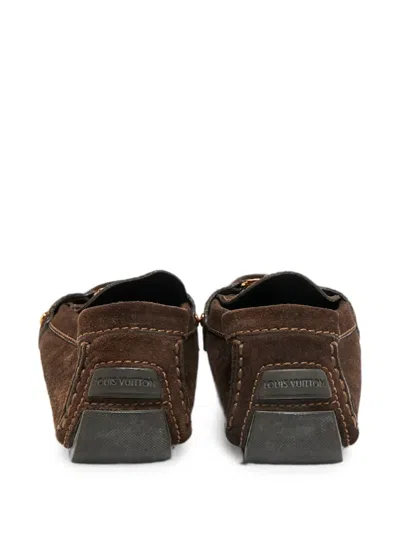 Pre-owned Louis Vuitton Monte Carlo Suede Loafers In Brown