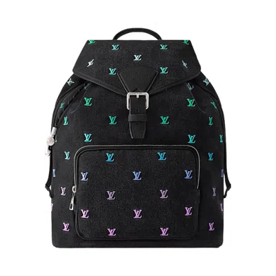 Pre-owned Louis Vuitton Montsouris Backpack 'gradient Blue Lv Blason Denim' | Black | Men's Size Onesize