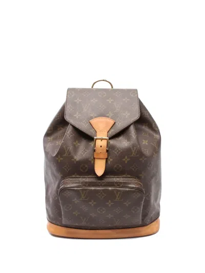 Pre-owned Louis Vuitton Montsouris Gm Backpack In Brown