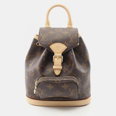 Pre-owned Louis Vuitton Montsouris Mini Backpack Coated Canvas And Leather Monogram Brown