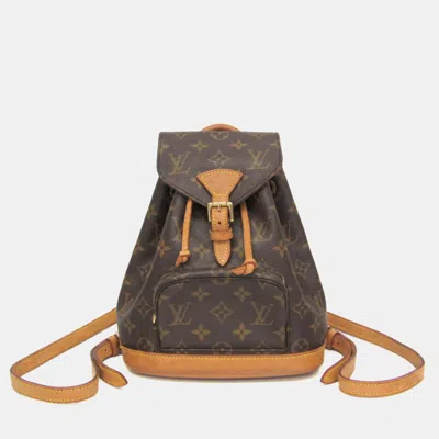 Pre-owned Louis Vuitton Montsouris Mini Brown Monogram Canvas Backpack Bag