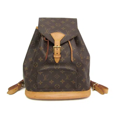 Pre-owned Louis Vuitton Montsouris Mm Brown Canvas Backpack Bag ()