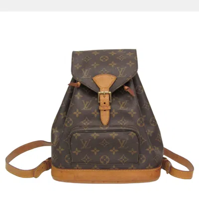 Pre-owned Louis Vuitton Montsouris Mm Brown Monogram Canvas Backpack Bag