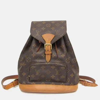 Pre-owned Louis Vuitton Montsouris Mm Brown Monogram Canvas Backpack Bag
