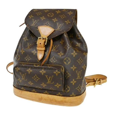 Pre-owned Louis Vuitton Montsouris Mm Canvas Backpack Bag () In Brown