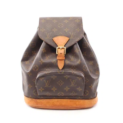Pre-owned Louis Vuitton Montsouris Mm Monogram Backpack Rucksack Pvc Leather Brown