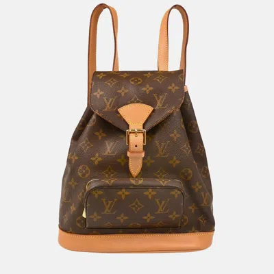 Pre-owned Louis Vuitton Montsouris Mm Monogram Canvas Backpack In Brown