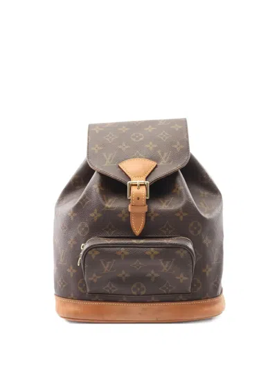 Pre-owned Louis Vuitton Montsouris Monogram Mm Backpack In Brown