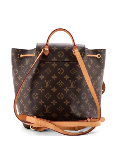 Pre-owned Louis Vuitton Montsouris Nm Monogram Canvas Pm Backpack In Brown