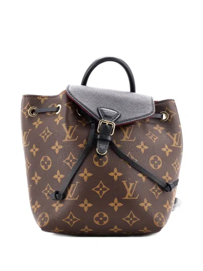 Pre-owned Louis Vuitton Montsouris Nm Monogram Canvas With Leather Bb Backpack In Black