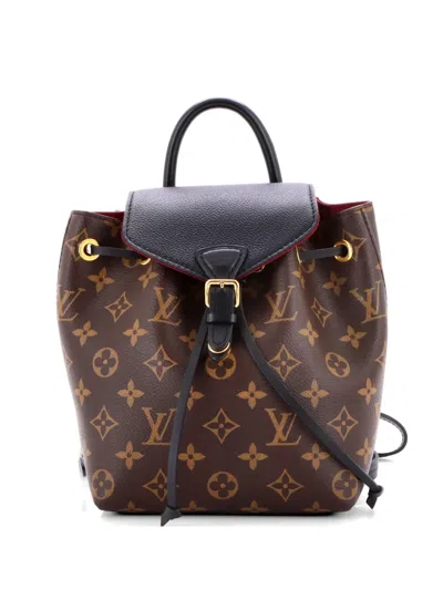 Pre-owned Louis Vuitton Montsouris Nm Monogram Canvas With Leather Bb Backpack In Black