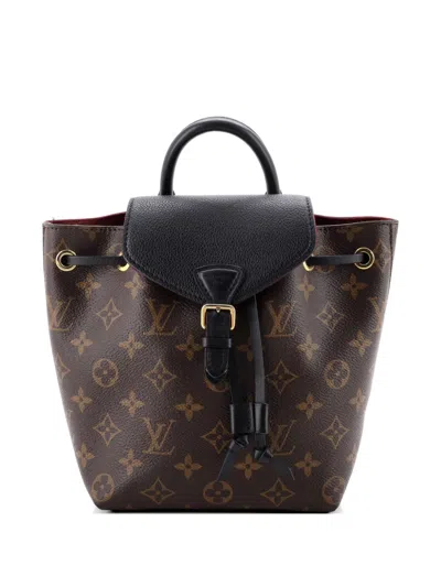 Pre-owned Louis Vuitton Montsouris Nm Monogram Canvas With Leather Bb Backpack In Brown