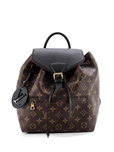 Pre-owned Louis Vuitton Montsouris Nm Monogram Canvas With Leather Pm Backpack In Black