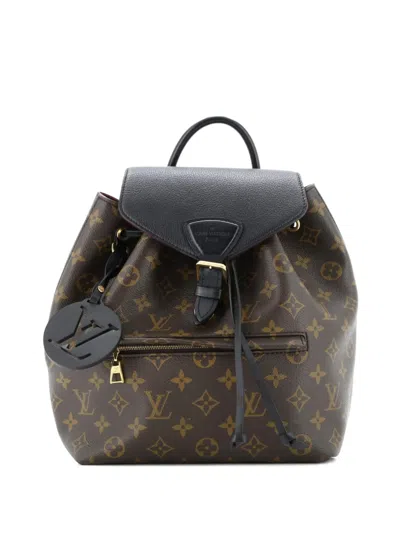 Pre-owned Louis Vuitton Montsouris Nm Monogram Canvas With Leather Pm Backpack In Black