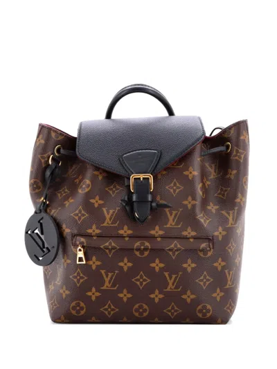 Pre-owned Louis Vuitton Montsouris Nm Monogram Canvas With Leather Pm Backpack In Black