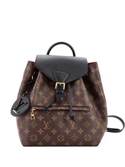 Pre-owned Louis Vuitton Montsouris Nm Monogram Canvas With Leather Pm Backpack In Brown