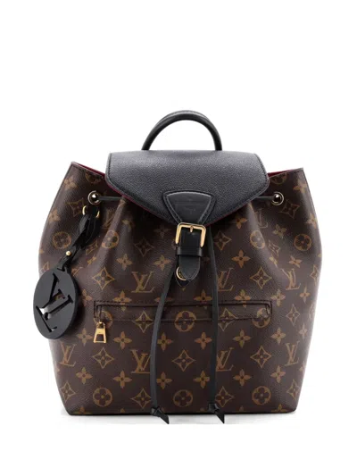 Pre-owned Louis Vuitton Montsouris Nm Monogram Canvas With Leather Pm Backpack In Brown