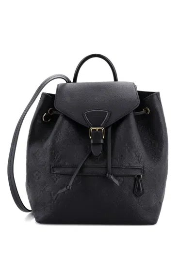 Pre-owned Louis Vuitton Montsouris Nm Monogram Empreinte Leather Pm Backpack In Black