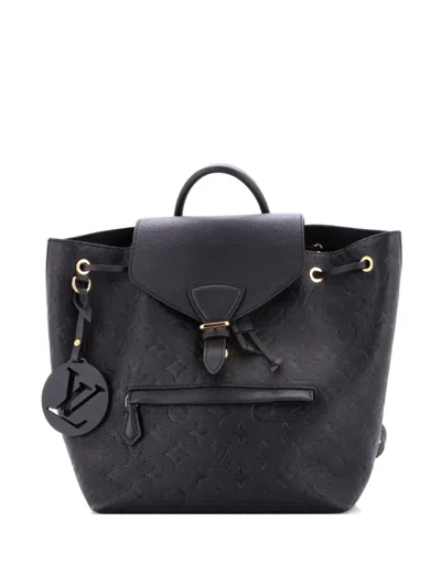 Pre-owned Louis Vuitton Montsouris Nm Monogram Empreinte Leather Pm Backpack In Black