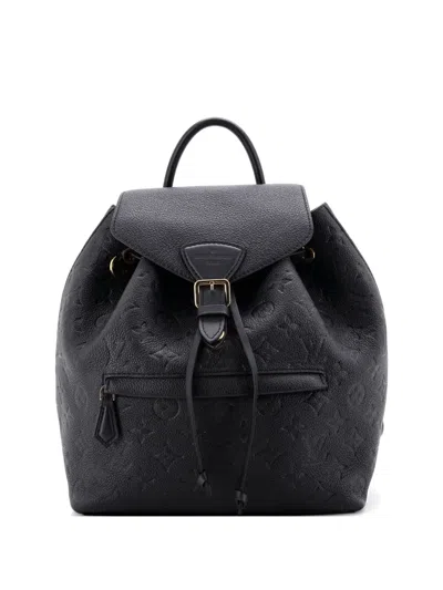 Pre-owned Louis Vuitton Montsouris Nm Monogram Empreinte Leather Pm Backpack In Black