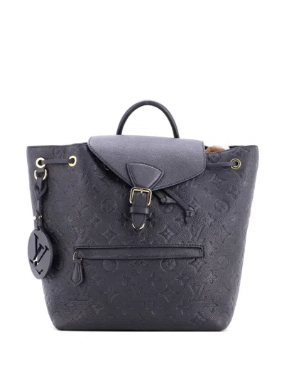 Pre-owned Louis Vuitton Montsouris Nm Monogram Empreinte Leather Pm Backpack In Black