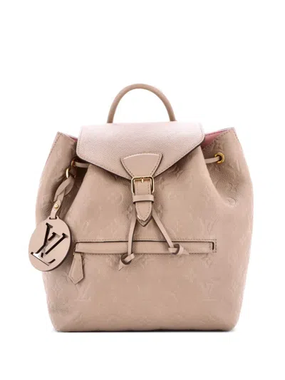 Pre-owned Louis Vuitton Montsouris Nm Monogram Empreinte Leather Pm Backpack In Gray