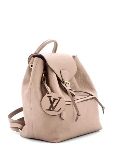 Pre-owned Louis Vuitton Montsouris Nm Monogram Empreinte Leather Pm Backpack In Neutral