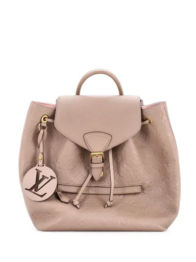 Pre-owned Louis Vuitton Montsouris Nm Monogram Empreinte Leather Pm Backpack In Neutrals