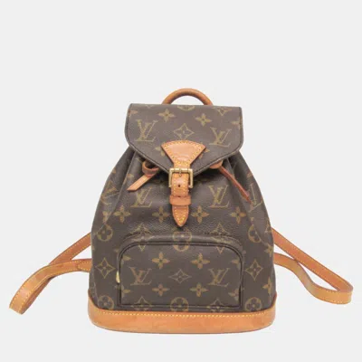 Pre-owned Louis Vuitton Montsouris Pm Brown Monogram Canvas Backpack Bag