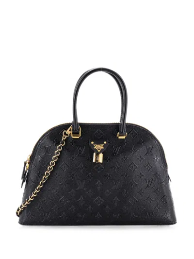 Pre-owned Louis Vuitton Moon Alma Bag Embossed Monogram Midnight Canvas Satchel In Black