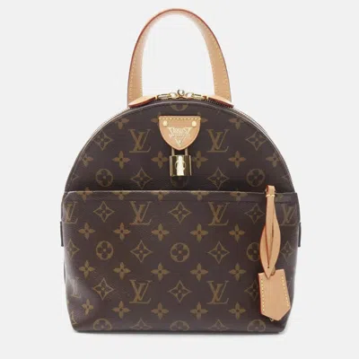 Pre-owned Louis Vuitton Moon Monogram Coated Canvas Leather Backpack Bag In Brown
