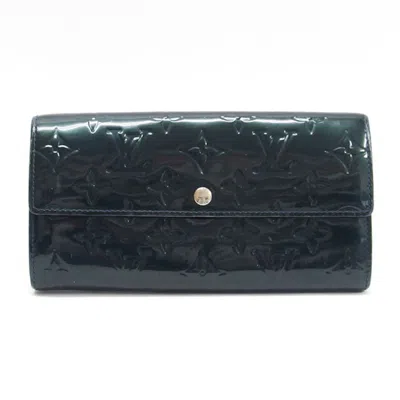 Pre-owned Louis Vuitton Moss Green Monogram Vernis Long Wallet (bi-fold) ()